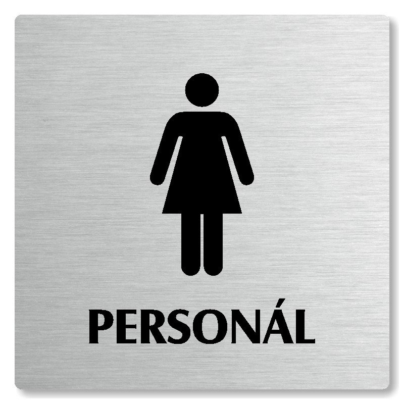 WC ženy personál, 80x80mm, stříbrná, Nevada